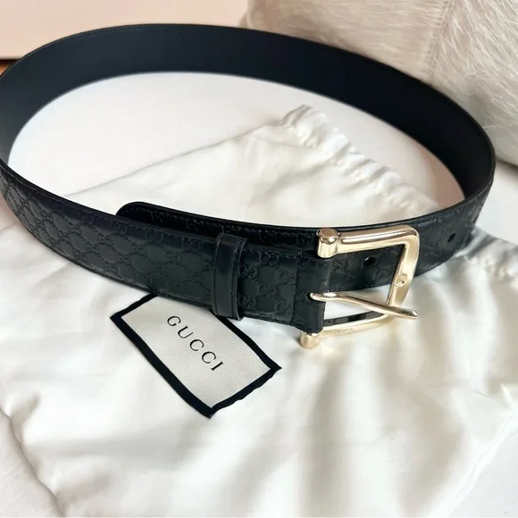 Gucci signature leather belt in black